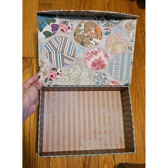Elegant Storage Box Victorian Lace Fabric Scrapbook Theme 12.5 X 9 X 3.5” - Picture 8 of 11